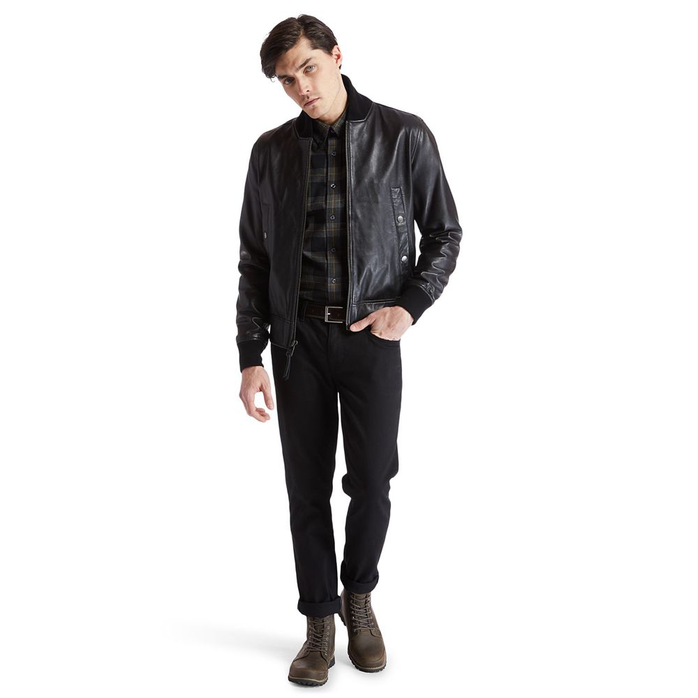 Timberland Mens Jackets Soft Leather - Black - India CR0183426